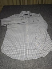 Polo Ralph Lauren Men L Blue White Tattersall Check Button Down Shirt Pony Logo picture