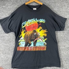 VTG SSI T Shirt Mens Large Black Blackwood Forest Single Stitch 80s Bear Nature picture