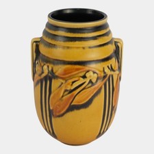 Roseville Laurel Yellow 1934 Vintage Arts And Crafts Pottery Ceramic Vase 670-7 picture