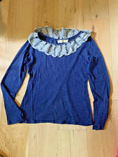 Anthropologie Pilcro & The Letterpress Striped Long Sleeve Crochet Collar Top picture