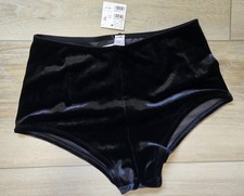 NWT Rare Vintage Victoria's Secret Black Velvet Boy Leg Bun Hot Pant Panties L picture