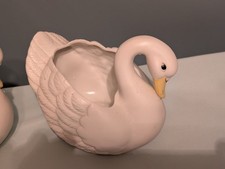 Pair of Vintage Ceramic Swan Planters picture