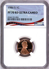 1986-S Lincoln Cent Graded PF70RD Ultra Cameo by NGC - Registry Quality Coin picture