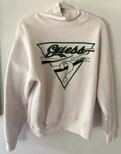 GUESS Classic Vintage 90s Logo Graphic Fleece Turtleneck Sweatshirt L picture
