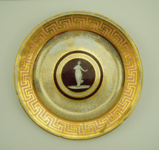 Antique 1810 19th century English Regency Coalport Plate Gilt Greek Key Border picture