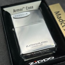 Zippo Armor Case Titanium Platinum Plating Silver Side Logo Oil Lighter New picture