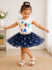 Carter's Toddler Girls' 2-Piece Love Ya Tee & Glitter Heart Tutu Skirt Set  2T picture
