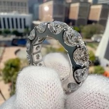 RARE 9.25 Ct Round White Diamond Eternity Wedding Band Ring 925 Silver picture