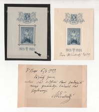 Czechoslovakia 1938 Sc B153 S/S Artist Signed Max Svabinsky  With Variety picture