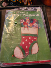 Vintage Bucilla Stocking Stuffers Felt Jeweled Christmas Stocking Kit #3372 NOS picture
