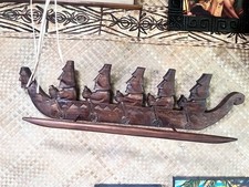 New 3’ Easter Island Moai Style Canoe / Towel Holder  Tiki bar Decor Oceanic picture