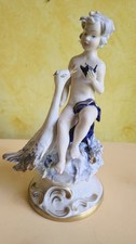 Adorable Vintage Italian Capodimonte Putti Swan Porcelain Figurine picture