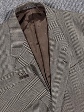Vintage 90s Yves Saint Laurent Sport Coat Mens 44 Glen Plaid Silk Wool Tweed YSL picture