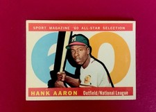 1960 Topps Baseball # 566 - HANK AARON - ALL STAR - MILWAUKEE BRAVES - VG/EX picture