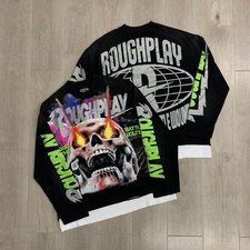 RoughPlay Washed Black Patchwork Long-Sleeved Round-Neck Shirt picture