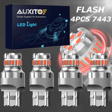 4PCS 7443 7440 LED Red Strobe Flash Blinking Brake Stop Tail Parking Light Bulbs picture