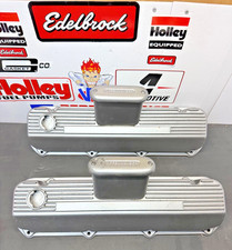 VINTAGE FORD 429 460 MICKEY THOMPSON HOLLEY ALUMINUM VALVE COVERS + BREATHERS picture
