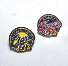 Caitlin Clark PIN SET (2 Pack) - Clark Fever & Yellow Black Lapel Enamel Pins picture