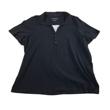 Catherines Suprema Collection Black Short Sleeve Polo Shirt Plus Size 1X 18/20W picture