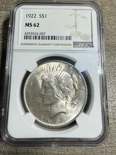 1922 P Peace Silver Dollar Graded by NGC MS62 Philadelphia Mint picture