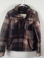 Abercrombie Mens XL Upper Hudson Jacket Brown Plaid  Zip Up picture