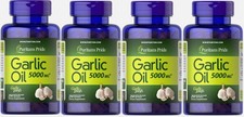 4 Puritan's Pride Garlic Oil 5000 mg - 1000 Rapid Release Softgels 11/2027 picture