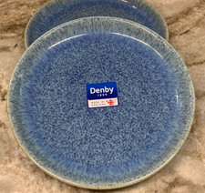 Denby Plates Blue Speckle Set Of 4 Made In England 8 Inch Coupe Style New picture