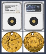 RARE 1881 (1/2) MOON & SHOOTING STAR CALIFORNIA GOLD / NGC UNC HR6 picture