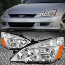 For 03-07 Honda Accord Sedan/Coupe OE Style Chrome/Amber Headlight Assembly Pair picture