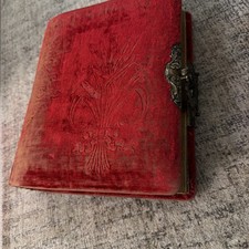 Antique Velvet Photo Album With Metal Clasp Including Photos picture