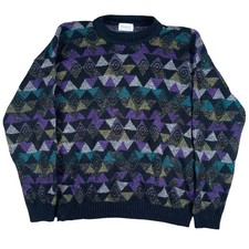 Vintage Protege Sweater Men's XL Geometric Multicolor Pullover Knit Made In USA picture