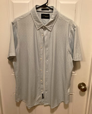 JACHS New York Men's L Gray/White Geometric Short Sleeve Button-Up Shirt picture