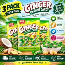 CHUN GUANG Ginger Coconut, Halal Hard Candy,5.6 oz. bag ( Pack of 3 ) picture