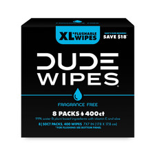 DUDE Wipes XL Flushable Wipes Fragrance Free 480 Count 8 Packs Moisturizing picture