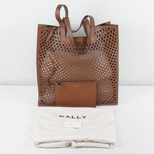 Bally Laser-Cut Calf Leather Easy Tote Bag XL With Pouch In Brown (6313982) picture