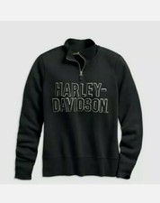 🔥🆕🔥HARLEY-DAVIDSON® WOMEN'S FELT LETTER BLACK ¼ ZIP SWEATSHIRT 99286-19VW XL❗ picture
