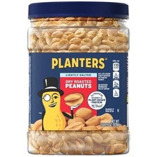 PLANTERS Lightly Salted Dry Roasted Peanuts, Party Snacks, Plant Based Protein, picture