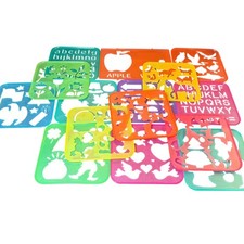 Vintage Tupperware Tuppertoys Stencil Lot 15 Educational Drawing Templates picture