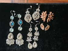 6 Pairs Pierced Earrings Rhinestones Bling Dangles Paparazzi/Fashion Jewlery  picture