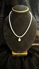 💫 Napier Vintage Pearl Necklace with Teardrop Pendant, Beauty Pristine L@@K picture