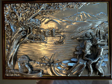 Vintage Italian Creazioni Artistiche 3D .925 Silver Mirror Art Framed picture