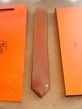 Hermès Paris Brown Micro H Jacquard Silk Tie Kelly Lock Cadenas Padlock picture