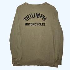 Triumph Motorcycles Olive Green Waffle Knit Thermal Long Sleeve Shirt Mens XL picture