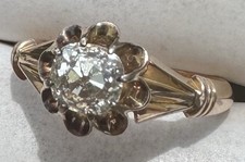RAREST ANTIQUE VICTORIAN 1800’s HUGE OLD MINE CUT DIAMOND ENGAGEMENT 18K RING picture