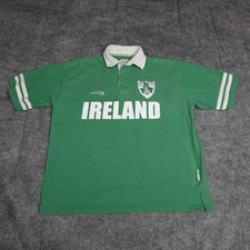 Ireland Rugby Jersey Shirt Mens Large Green Lansdowne Shamrock Crest 10 VTG Y2K picture