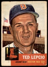 1953 Topps Ted Lepcio Boston Red Sox #18 VG+ picture