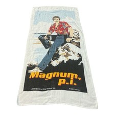 Vintage Magnum PI Beach Towel Tom Selleck 1980 Cannon 28x55 TV Show 80s  picture