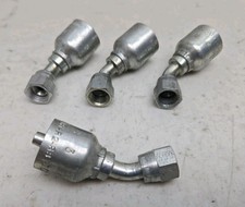 4 Parker 13743-4-4 Hydraulic Hose Crimp Fittings 1/4” Hose X 1/4” FJIC 45° picture