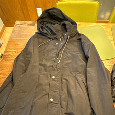 Goodfellow & Co Men's 2XL Black Hooded Water Resistant Mid-Length Rain Coat picture