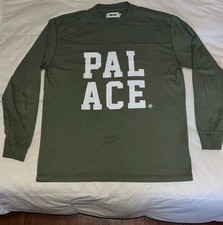 Palace Skateboards PAL ACE Long Sleeve Shirt Olive Green Size L Logo Tee picture